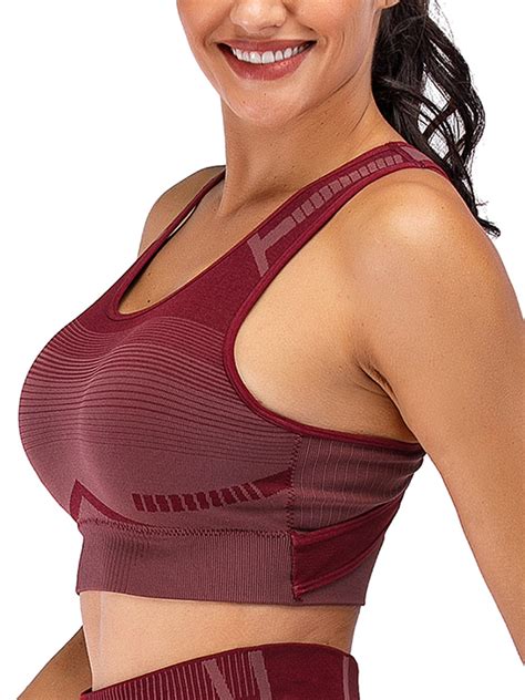 Womens Full Support High Impact Racerback Sports Bra Tank Top Fitness Shockproof Work Out Yoga
