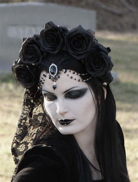Gothic Wedding Veil Mourning Veil Black Rose Headdress Etsy