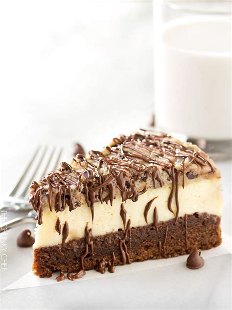 Even the canned varieties make a superb base for these 10 quick, fancy desserts! Brownie Bottom Cookie Dough Cheesecake - The Chunky Chef