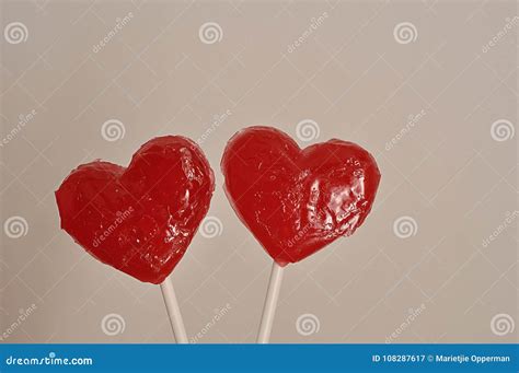 Two Red Heart Shape Lollipops Stock Image Image Of Symbol Festive