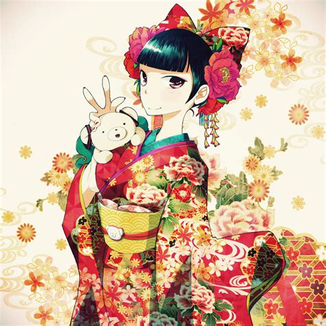 Anime Girl In Kimono Pretty Anime Style Pics Pinterest