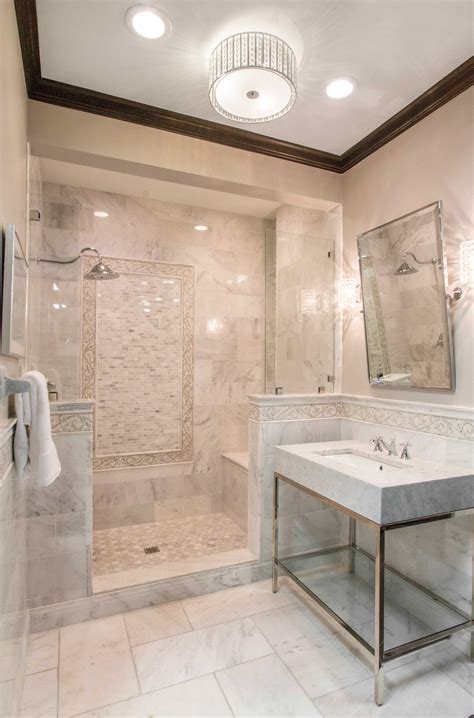 Soothing master bathroom with carrara marble countertops and mixed metal finishes. Hampton Carrara Polished Marble Wall and Floor Tile - 12 x ...