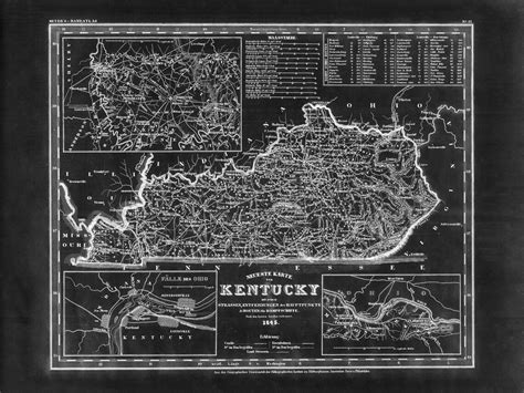 1845 Kentucky Map Reprint Vintage Kentucky Map Reprint Etsy