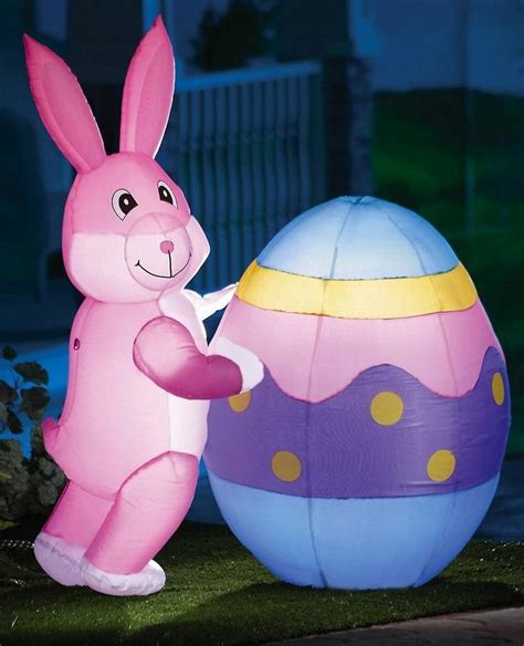 Easter Bunny And Egg Lighted Outdoor Inflatable Yard Decor