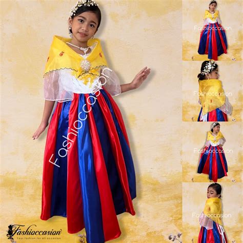 Maria Clara In Flag Colors Design Filipiniana Costume For Kids Lazada Ph
