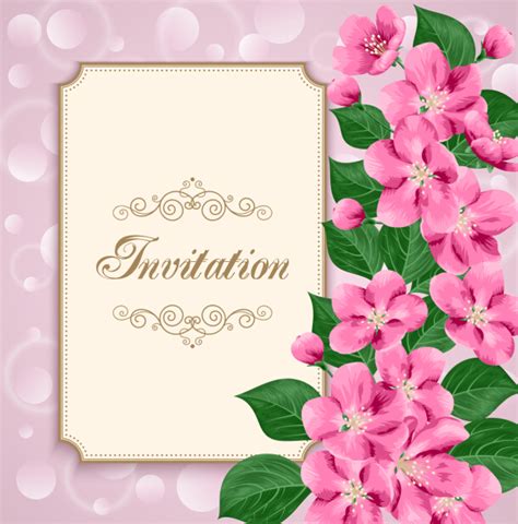 Vintage Floral Invitation Card Template 02 Vector Card Free Download