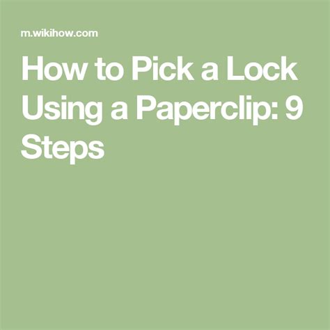 So now that we know all this mumbo jumbo we can finally address the task at hand, picking a lock. How to Pick a Lock Using a Paperclip: 9 Steps | Good to know, Paper clip, Survival tips