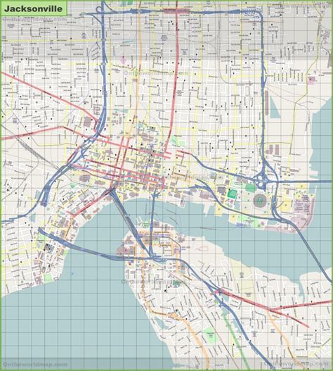 Jacksonville Downtown Biggest Wall Map Largest Wall M