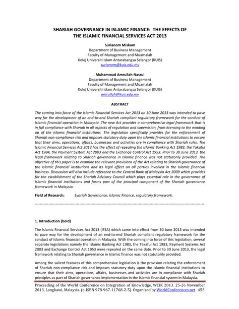 The financial services act 2013. (PDF) SHARIAH GOVERNANCE IN ISLAMIC FINANCE: THE EFFECTS ...