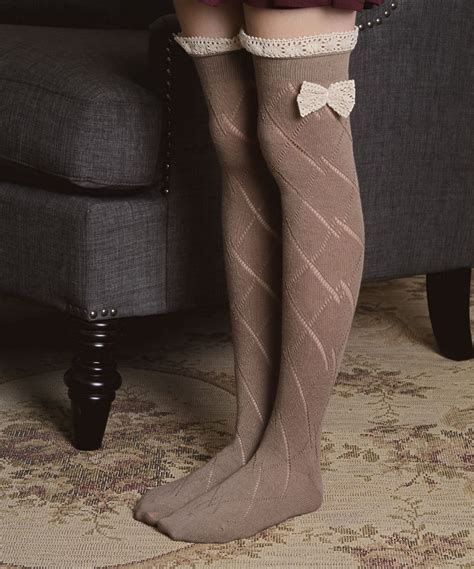leto collection mocha pointelle thigh high socks zulily thigh high socks high socks fashion