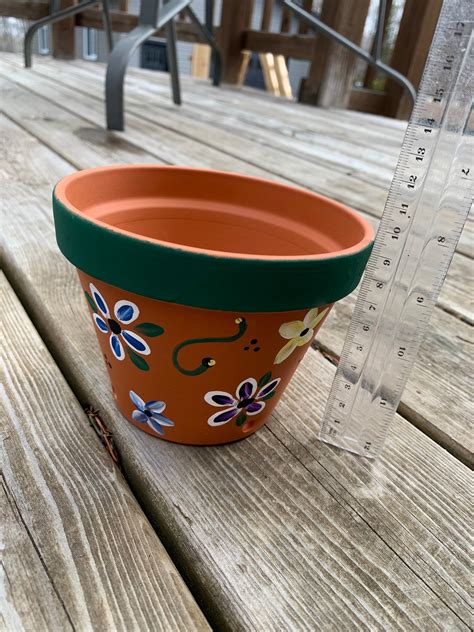 Classic Floral Hand Painted Terracotta Pot Etsy