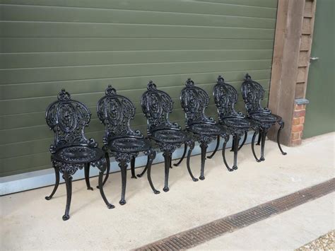 Set Of 6 Cast Iron Garden Chairs