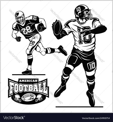 American Football Players In Action Isolated Vector Image