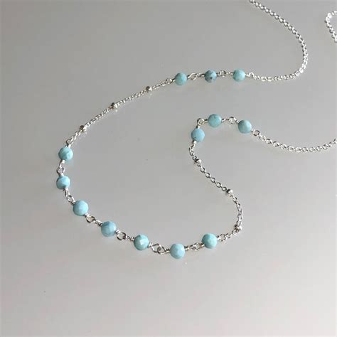 Dainty Larimar Choker Genuine Larimar Necklace Silver Blue Larimar