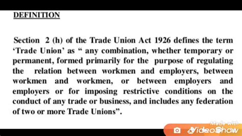 Reforms introduced by the trade union act: Trade Union - YouTube