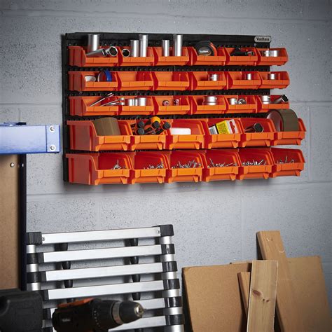Vonhaus 30pc Wall Mount Panel Diy Garage Shelving Organiser Storage Bin