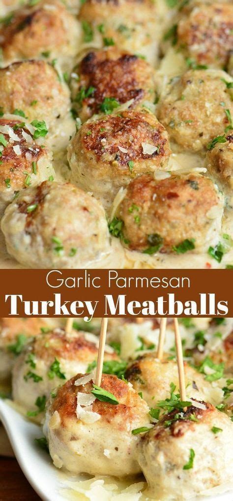Garlic Parmesan Turkey Meatballs in 2020 | Turkey meatball recipe, Ground turkey recipes, Turkey ...