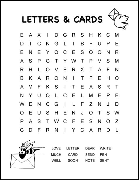 Letter Writing And Cards Word Search