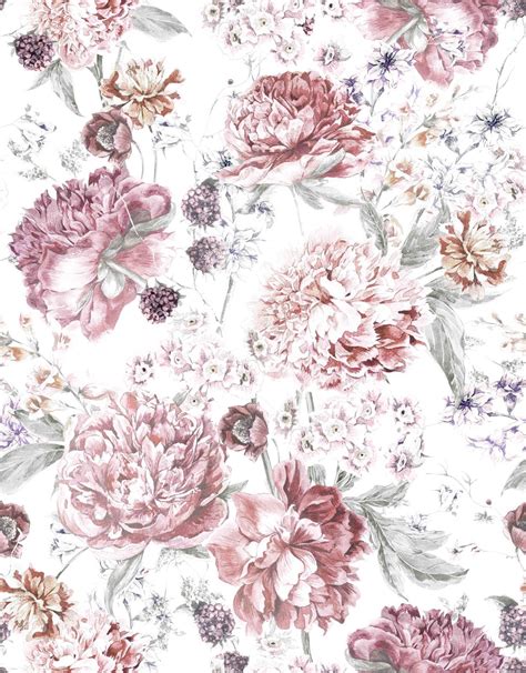 Floral wallpapers for your interiors and other unique removable wall murals. Light Floral Wallpaper, watercolor wallpaper, floral ...