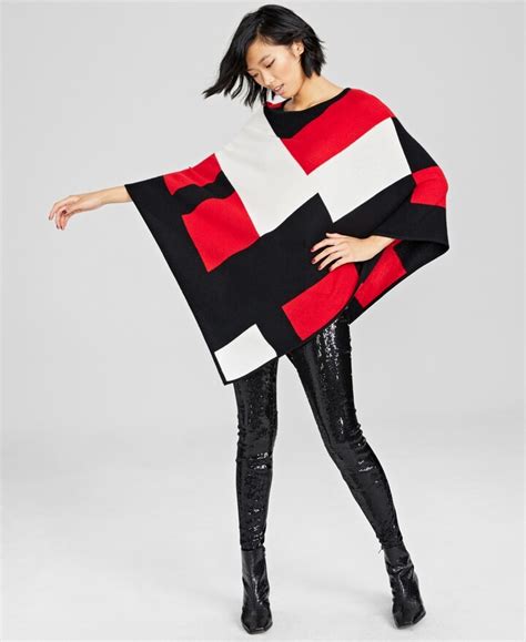 Charter Club Colorblock Cashmere Poncho Created For Macys Shopstyle