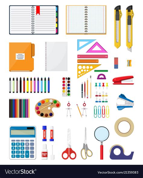 Stationery Set Icons Royalty Free Vector Image