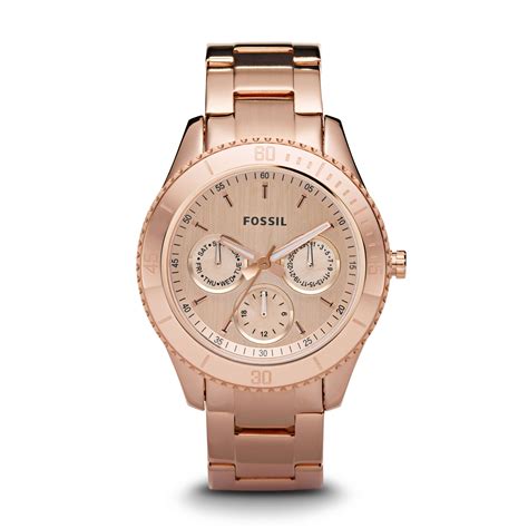 Fossil Womens Stella Rose Gold Tone Stainless Steel Watch Style