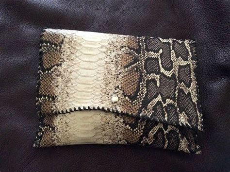 Leather Clutch Bag Snake Print Cowhide Minimalist Ooak Etsy Canada