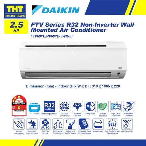 2 5HP Daikin Non Inverter Air Conditioner With Smart Control FTV60PB