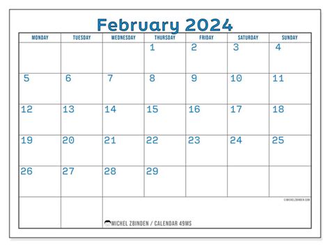 Calendar February 2024 49 Michel Zbinden En