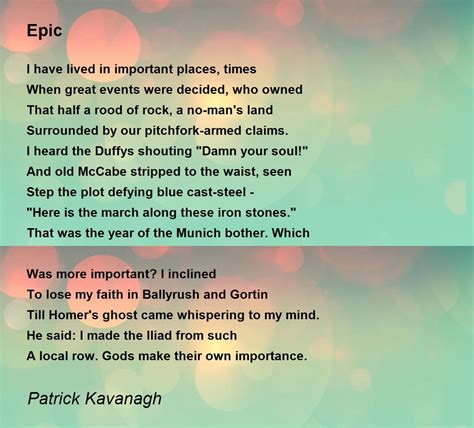 Epic Poem By Patrick Kavanagh Poem Hunter Comments