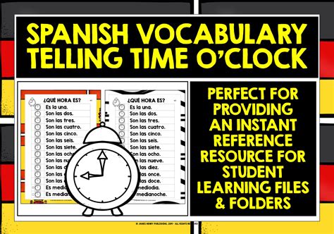 Spanish Telling The Time Oclock Reference Mat Teaching Resources
