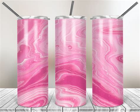 Pink Marble Tumbler 20oz Skinny Tumbler Sublimation Designs Etsy