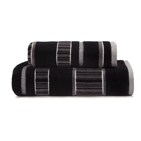 Sheared Stripe Black Towel In Black Towels Small Hand Towels