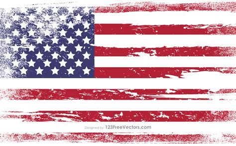 Vector Distressed American Flag At Vectorified Collection Of