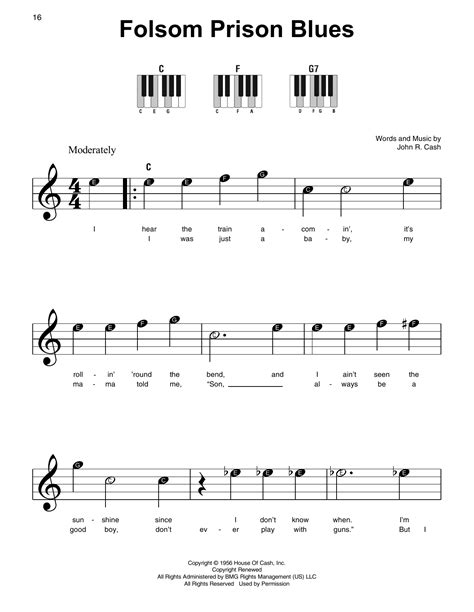 Johnny Cash Folsom Prison Blues Sheet Music Notes Chords Download