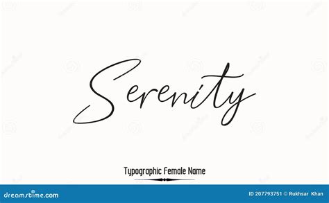 Serenity Female Name In Stylish Lettering Cursive Typography Text