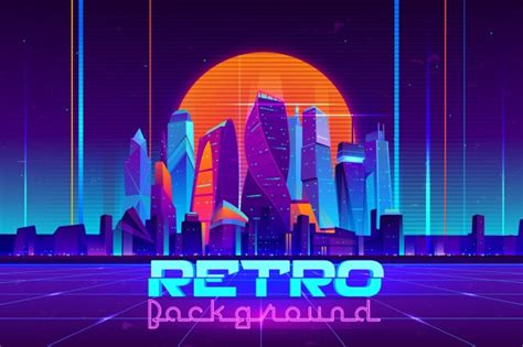 Free Vector Retro Background In Neon Colors Cartoon With Illuminated