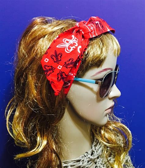 Items Similar To Red Bandanna Wire Headband Rockabilly Scarf Headband