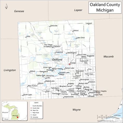 Map Of Oakland County Michigan Showing Cities Highways Important
