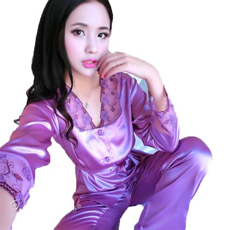 Imitation Silk Pajama Sets Nightsuit Ladies Sexy Silk Satin Pyjama Set