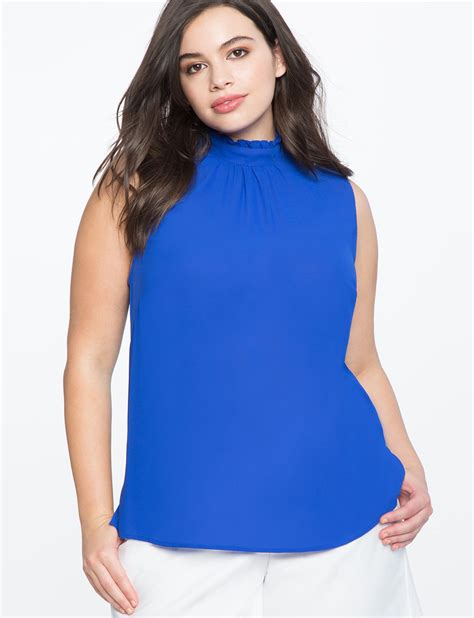sleeveless-ruffle-mock-neck-collar-blouse-dazzling-blue-plus-size-tops,-collar-blouse,-blouses