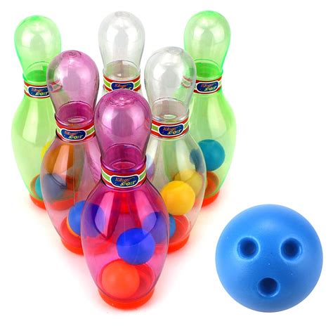 Childrens Mini Bowling 7 Piece Set Includes 6 Pins And Bowling Ball