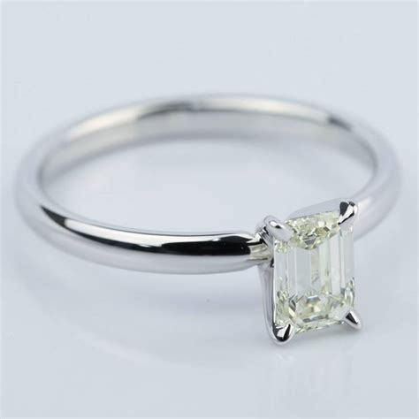 1 Carat Emerald Cut Diamond Ring In 14k White Gold
