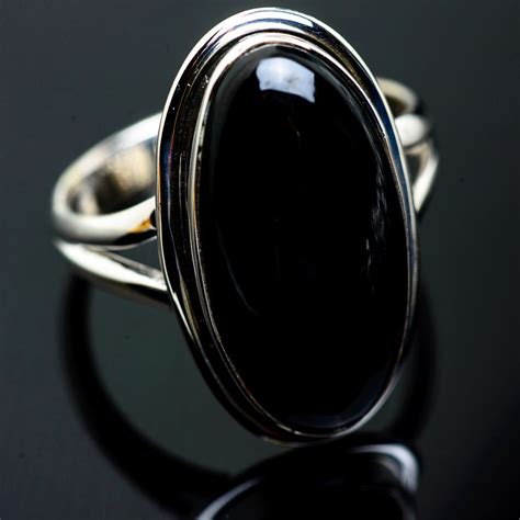 Large Black Onyx Ring Size 1175 925 Sterling Silver Handmade Boho