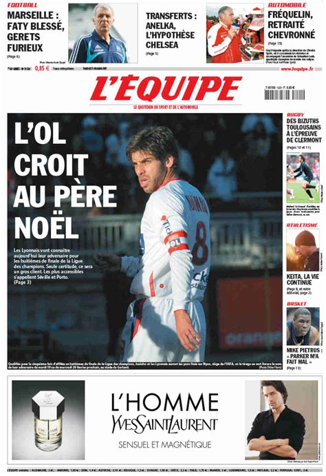 L Équipe Front Page from December 21 2007