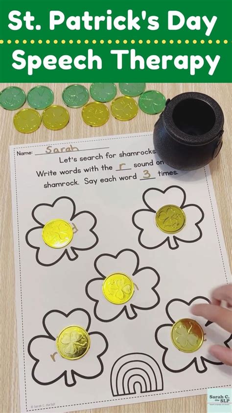 Speech Therapy On St Patricks Day Using Gold Coins And A Pot Of Gold