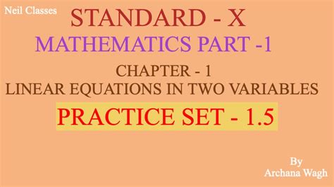 Standard X Mathematics Part 1linear Equations In Two Variables