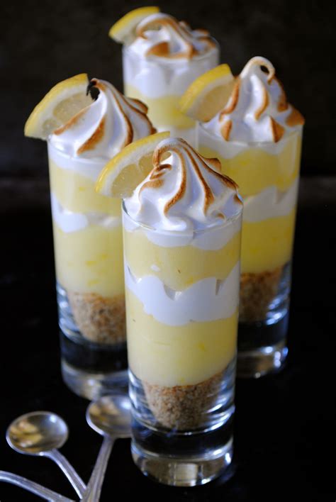 These brownie sundaes are just a few bites of decadence that your guests are sure to appreciate. Lemon Meringue Pie Shot Glass Desserts | Lemon recipes, Shot glass desserts, Lemon desserts