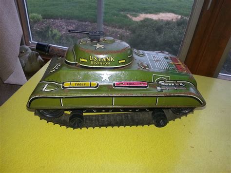 Antique 1940s Marx Litho Tin Wind Up Us Army Large Tank Toy Etsy
