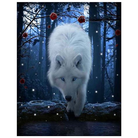 White Wolf Of The Forest 5d Diamond Painting